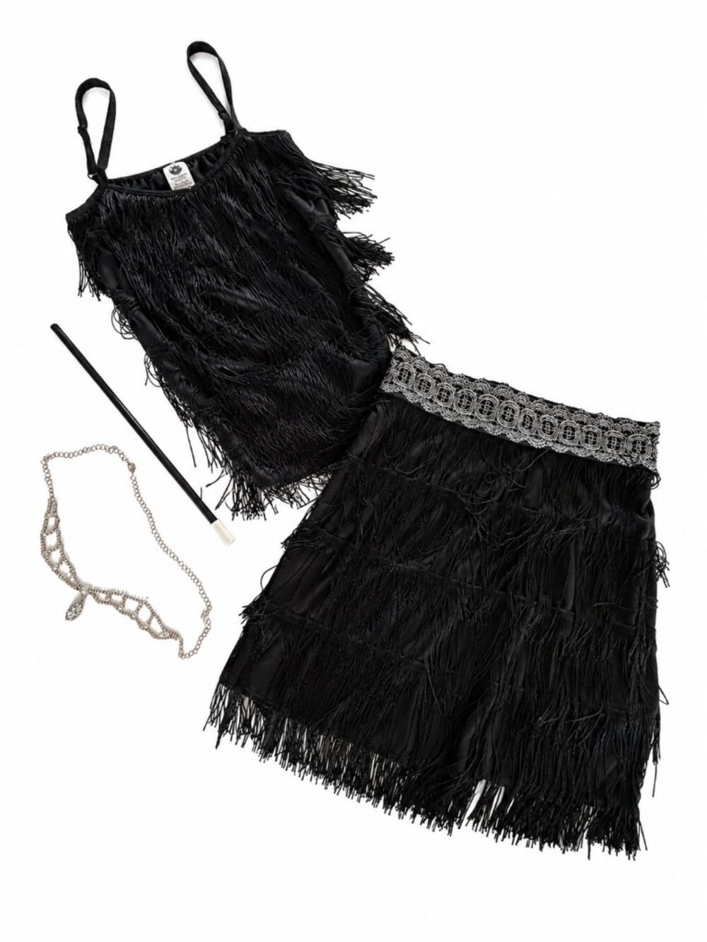 Spirit Halloween Black Flapper Costume Adult Small/Medium Fringe 1920s Gatsby Co